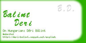 balint deri business card