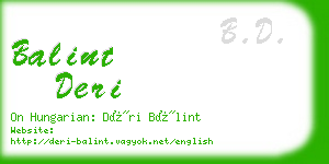 balint deri business card